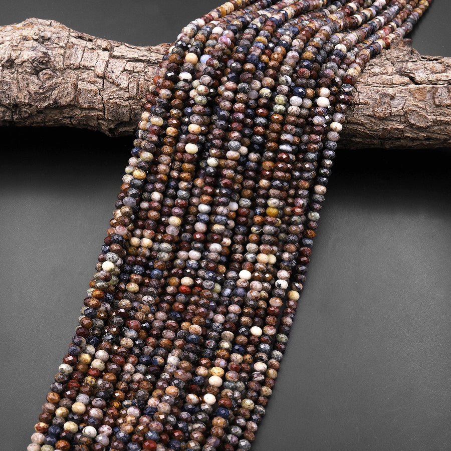 Faceted Natural African Pietersite 4mm Rondelle Beads 15.5" Strand