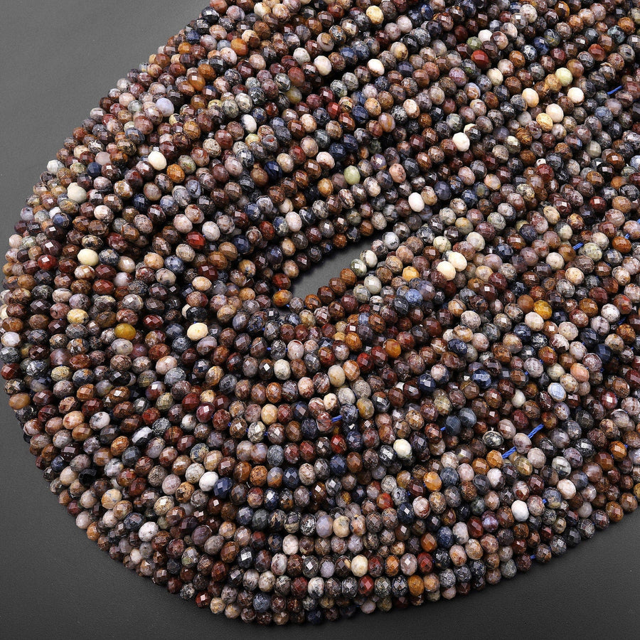 Faceted Natural African Pietersite 4mm Rondelle Beads 15.5" Strand