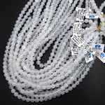AAA Natural White Agate Smooth Round 6mm 8mm Beads 15.5" Strand