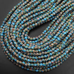 Hand Made Blue Cloisonné 6mm Round Beads Decorative Floral Enamel 15.5" Strand