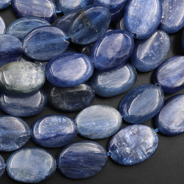 Natural Blue Kyanite Oval Beads 8mm 10mm 12mm 14mm 15.5" Strand