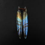 Natural Labradorite Earring Pair Long Marquise Dagger Matched Gemstone Beads