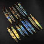 Natural Labradorite Earring Pair Long Marquise Dagger Matched Gemstone Beads