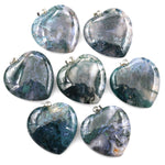 AAA Natural Moss Agate Pendant Heart Shape Gemstone