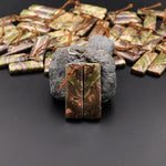 Natural Mushroom Rhyolite Jasper Matched Rectangle Gemstone Earring Bead Pair