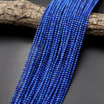 AAA+ Natural Denim Blue Lapis 3mm Smooth Round Beads 15.5" Strand