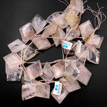 Large Faceted Natural Brazilian Quartz Faceted Kite Diamond Pendant Beads Top Side Drilled Gemstone 15.5" Strand