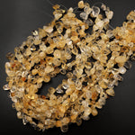 Natural Golden Citrine Freeform Teardrop Pebble Beads 15.5" Strand