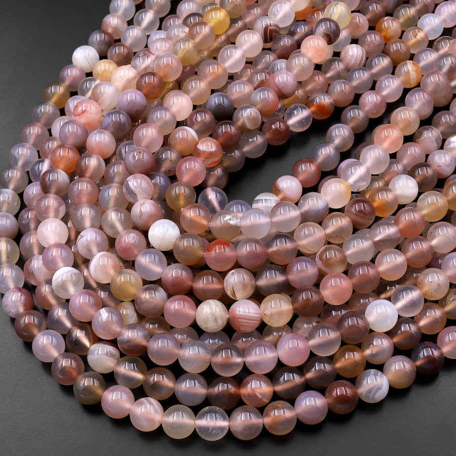 Rare Natural Mozambique Agate Round Beads 6mm 8mm 10mm 15.5" Strand