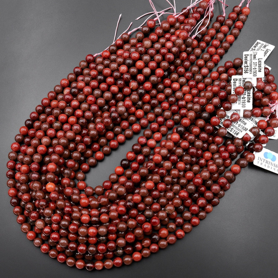 Rare Natural Red Lazasine (Andesine-Red Labradorite) 3mm 4mm 5mm 6mm 7mm 8mm 9mm 10mm Smooth Round Beads 15.5" Strand