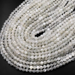 AAA Faceted Natural Silvery White Moonstone 3mm 4mm 5mm Round Beads 15.5" Strand