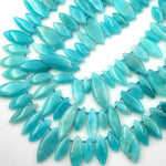 AAA Natural Peruvian Amazonite Smooth Marquise Focal Pendant Beads Side Drilled 15.5" Strand