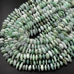 Natural Green Burma Burmese Jade Freeform Rondelle Disc Beads 15.5" Strand