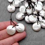 AAA White Coin Pearl Earrings Drilled Matched Gemstone Pair