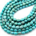 Natural Turquoise Rounded Nuggets Genuine Real Blue Green Gemstone 15.5" Strand
