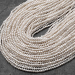 Genuine Freshwater Small 3mm 4mm Off Round White Seed Pearls 15.5" Strand