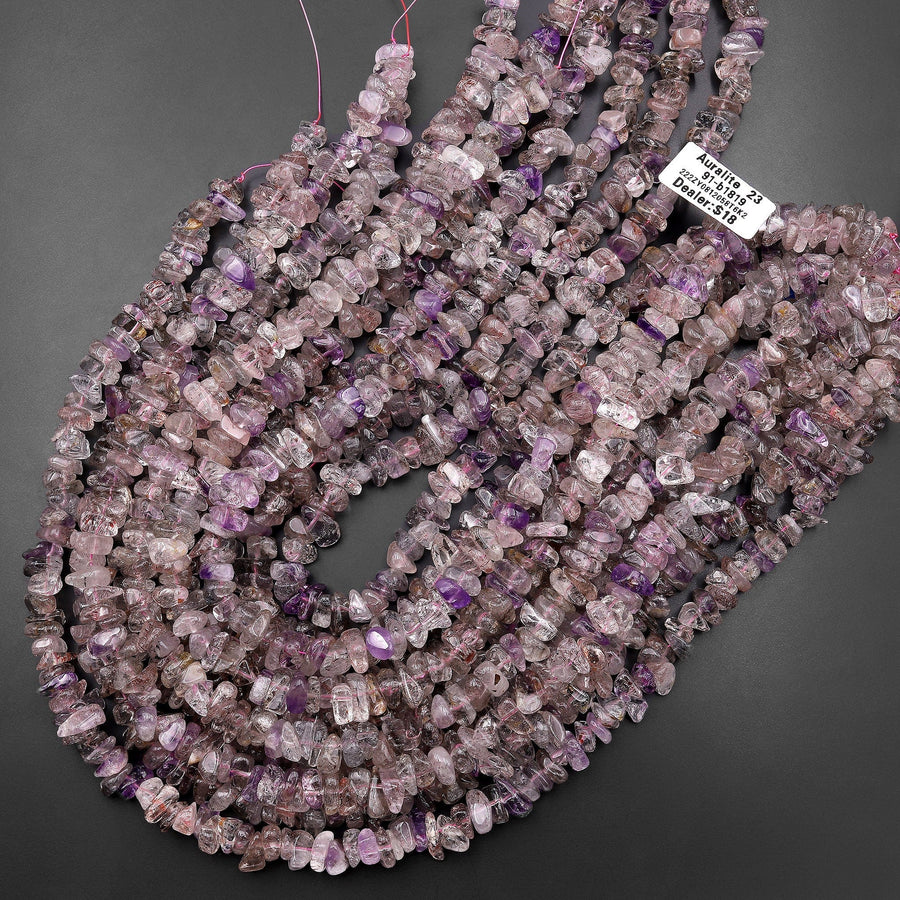 Natural Auralite 23 Cacoxenite Freeform Rondelle Heishi Beads 15.5" Strand