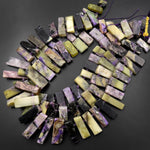 Natural Charoite Beads Cleopatra Style Freeform Rectangle Spikes 15.5" Strand