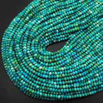 AAA Genuine Natural Turquoise 3mm Faceted Rondelle Beads Blue Green 15.5" Strand