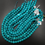 Peruvian Amazonite 8mm Round Beads Stunning Intense Sea Blue Color 15.5" Strand