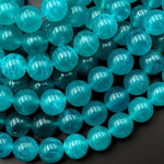 Peruvian Amazonite 8mm Round Beads Stunning Intense Sea Blue Color 15.5" Strand