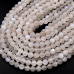 Natural Rainbow Moonstone Round Beads 6mm 8mm 10mm Blue Flashes 15.5" Strand