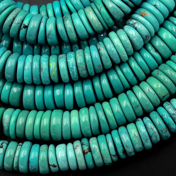 Genuine Natural Turquoise Heishi Beads 8mm Rondelle 15.5" Strand
