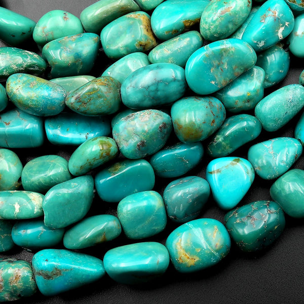 Genuine Natural Turquoise Freeform Nugget Pebble Beads 15.5" Strand