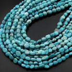 Genuine Natural Light Blue Turquoise Freeform Nugget Pebble 6mm Beads 15.5" Strand