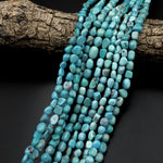 Genuine Natural Light Blue Turquoise Freeform Nugget Pebble 6mm Beads 15.5" Strand