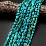 Genuine Natural Deep Blue Green Turquoise Freeform Nugget Beads 15.5" Strand
