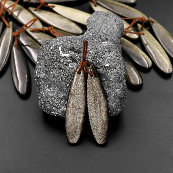 AAA Drilled Natural Golden Obsidian Earring Pair Matched Teardrop Gemstone Beads A1