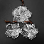 Hand Carved Natural Rock Crystal Quartz Flower Pendant Translucent Gemstone Bead