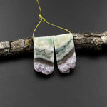 Small Natural Amethyst Stalactite Slice Matched Earring Gemstone Bead Pair
