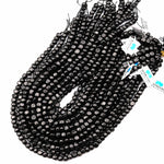 Genuine Natural Shungite Freeform Cube Beads 8mm Black Gemstone 15.5" Strand