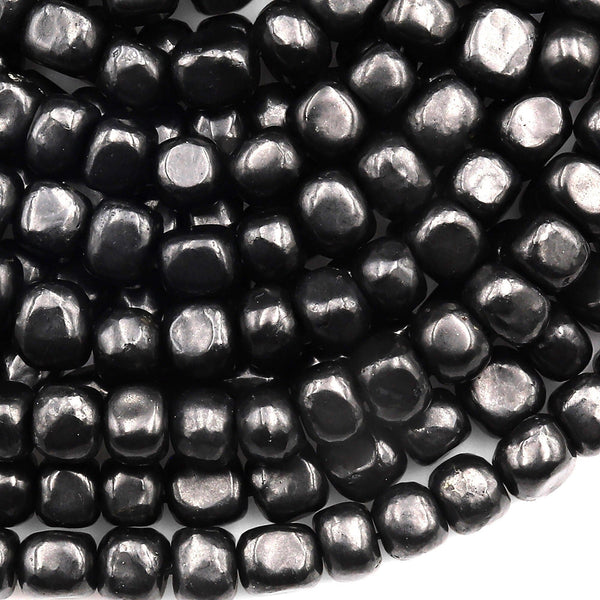 Genuine Natural Shungite Freeform Cube Beads 8mm Black Gemstone 15.5" Strand
