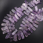 Natural Lilac Purple Amethyst Beads Cleopatra Style Rectangle 15.5" Strand