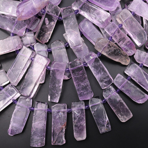 Natural Lilac Purple Amethyst Beads Cleopatra Style Rectangle 15.5" Strand