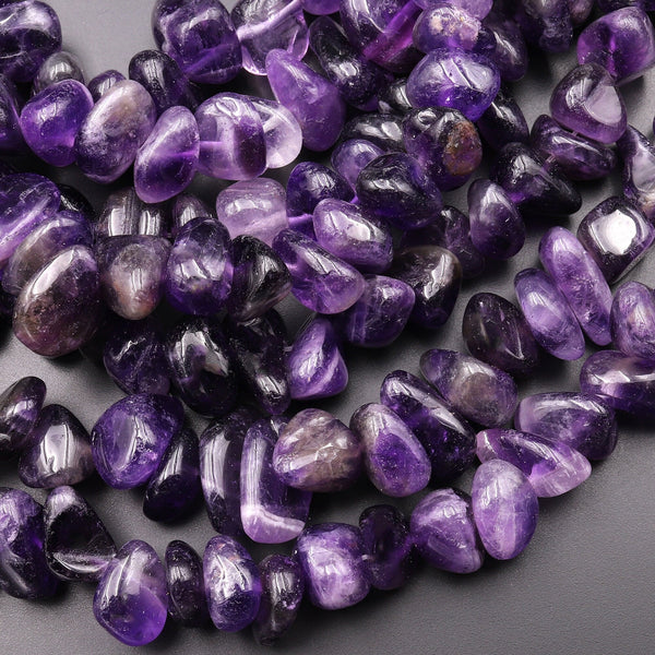 Natural Purple Amethyst Freeform Pebble Beads Gemstone 15.5" Strand