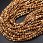 Tibetan Agate 6mm Round Beads Rustic Brown Antique Boho Mala Beads 15" Strand