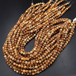 Tibetan Agate 6mm Round Beads Rustic Brown Antique Boho Mala Beads 15" Strand