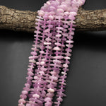 Natural Kunzite Freeform Long Spike Beads Center Drilled Gemstone 15.5" Strand