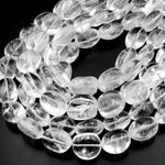 AAA Large Real Natural Rock Crystal Quartz Rounded Nugget Beads 15.5" Strand