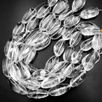 AAA Large Real Natural Rock Crystal Quartz Rounded Oval Nugget Bead 15.5" Strand