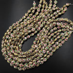 Pink Green Gold Cloisonné 12mm Beads Oval Decorative Floral Enamel 15.5" Strand