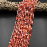 Micro Faceted Natural Red Moroccan Agate 3mm Round Beads 15.5" Strand