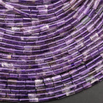 Natural Purple Amethyst 4x2mm Small Thin Smooth Spacer Tube Beads 15.5" Strand