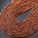 Micro Faceted Goldstone Sandstone Beads 2mm Cube 15.5" Strand