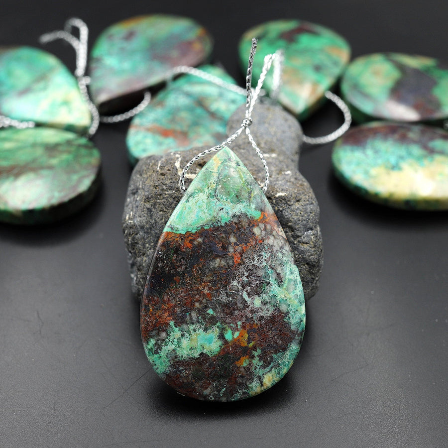 From the Old Arizona Copper Mine~ Natural Copper in Chrysocolla Teardrop Pendant