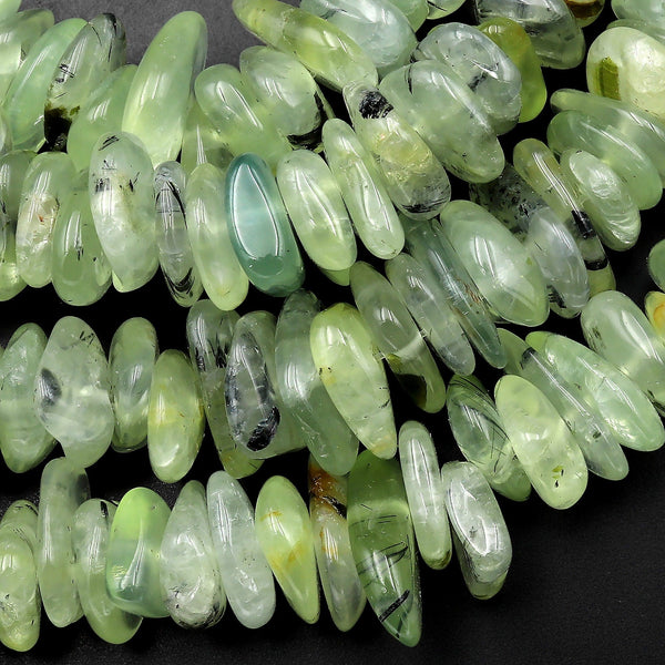 Natural Prehnite Freeform Rondelle Beads 15.5" Strand
